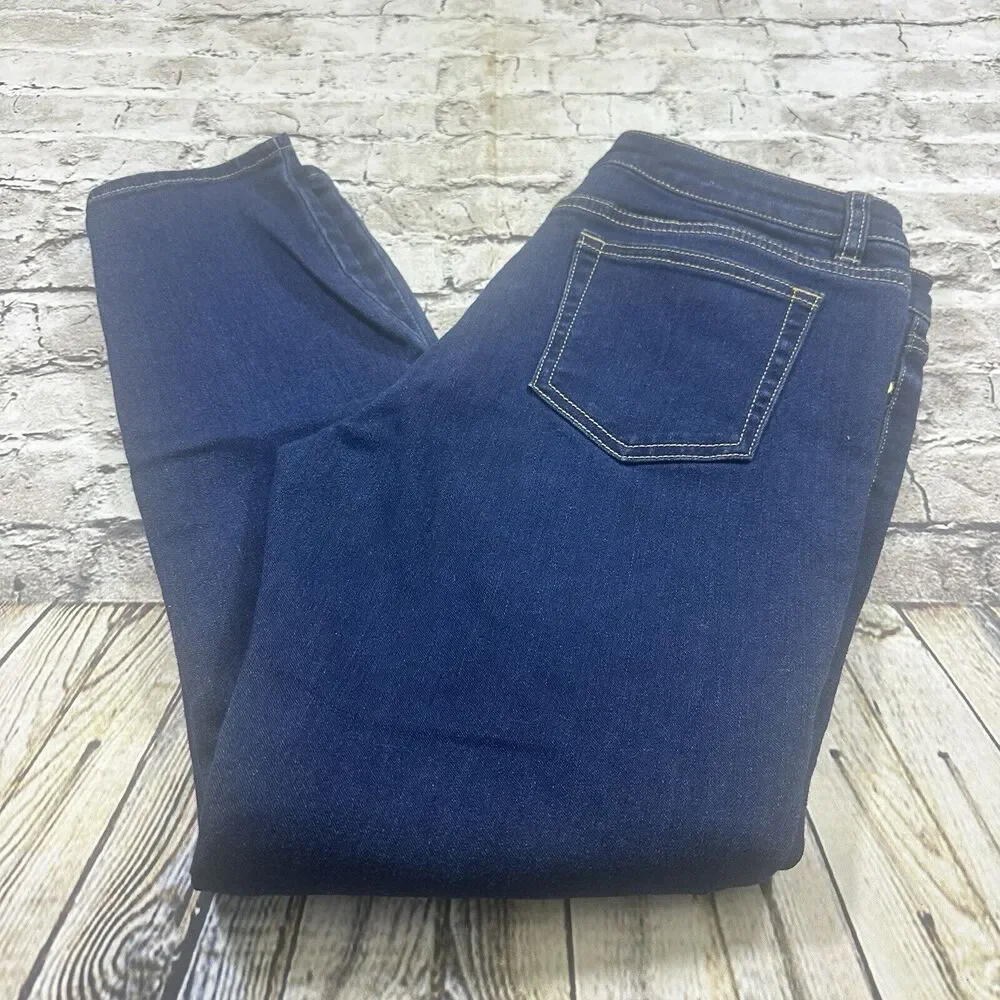 MICHAEL KORS Womens Jeans 8P Blue Izzy Skinny Dark Blue Stretch Denim‎ Mid Rise